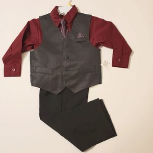NEW Toddler Holiday Dress Outfit- Vest, Button Down Shirt, Slack Pants & Tie